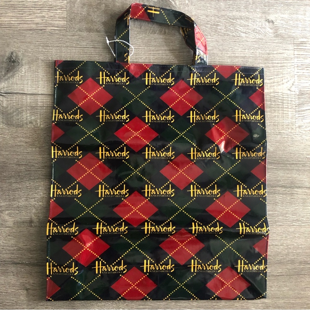 Harrods Vinyl Coated Tote Shopping Bag